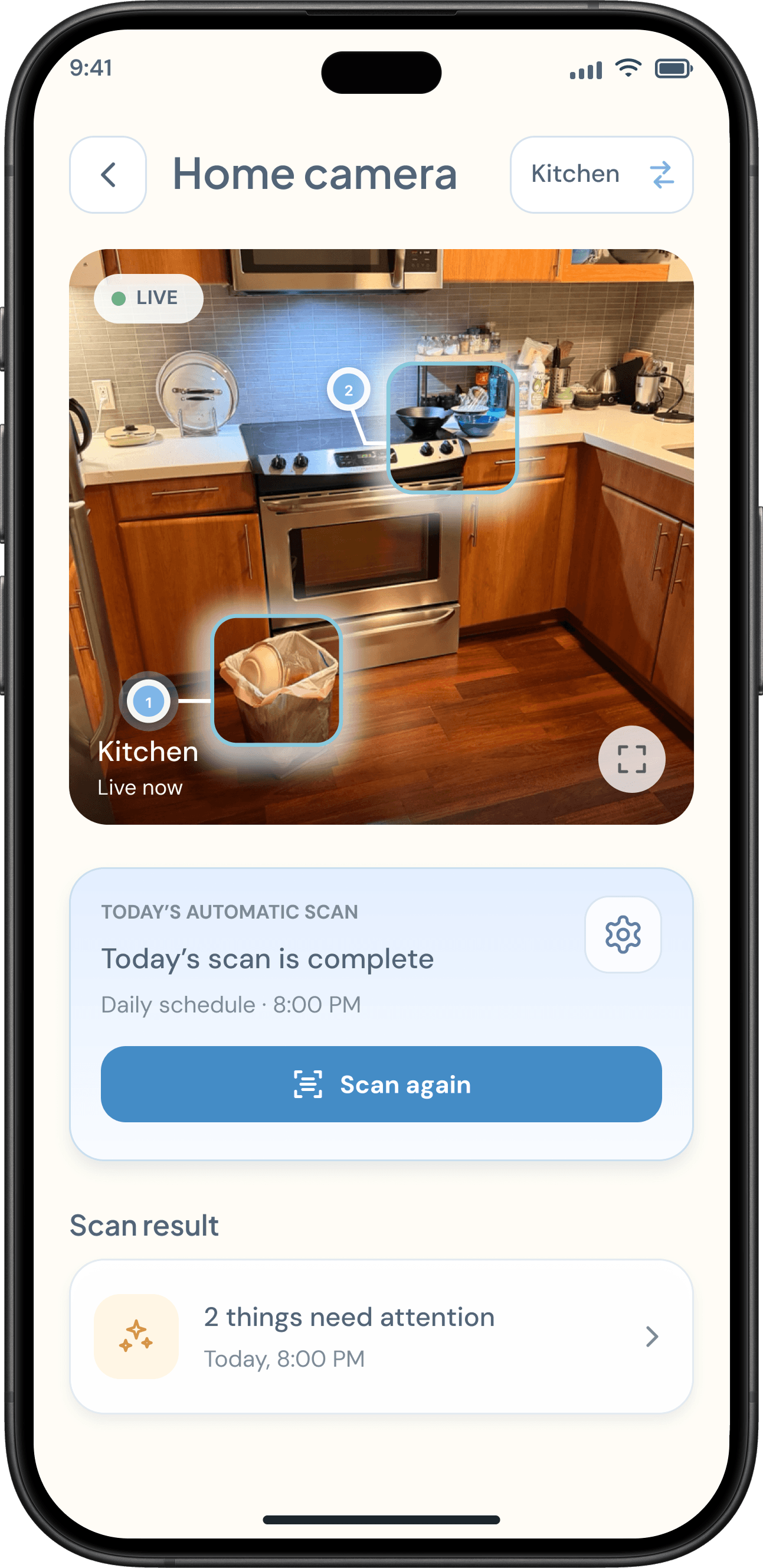 Fairnest live home screen for reviewing a detected household need